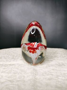 Signed 1990 Mount St Helen's Ash Handblown Glass Art Paperweight